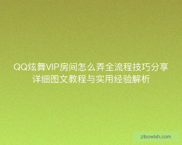 QQ炫舞VIP房间怎么弄全流程技巧分享详细图文教程与实用经验解析